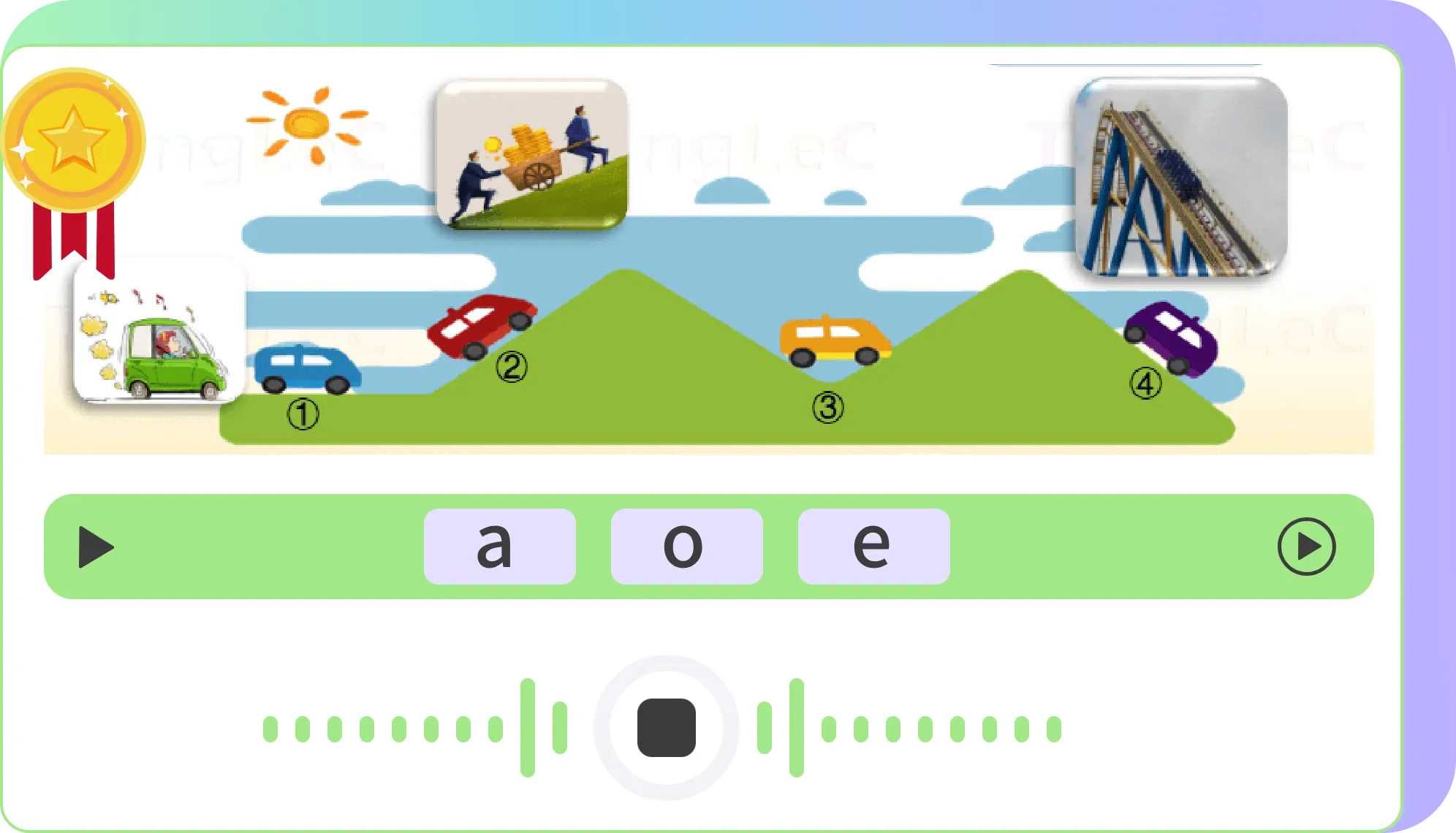Practice interface with scenario-based pinyin games